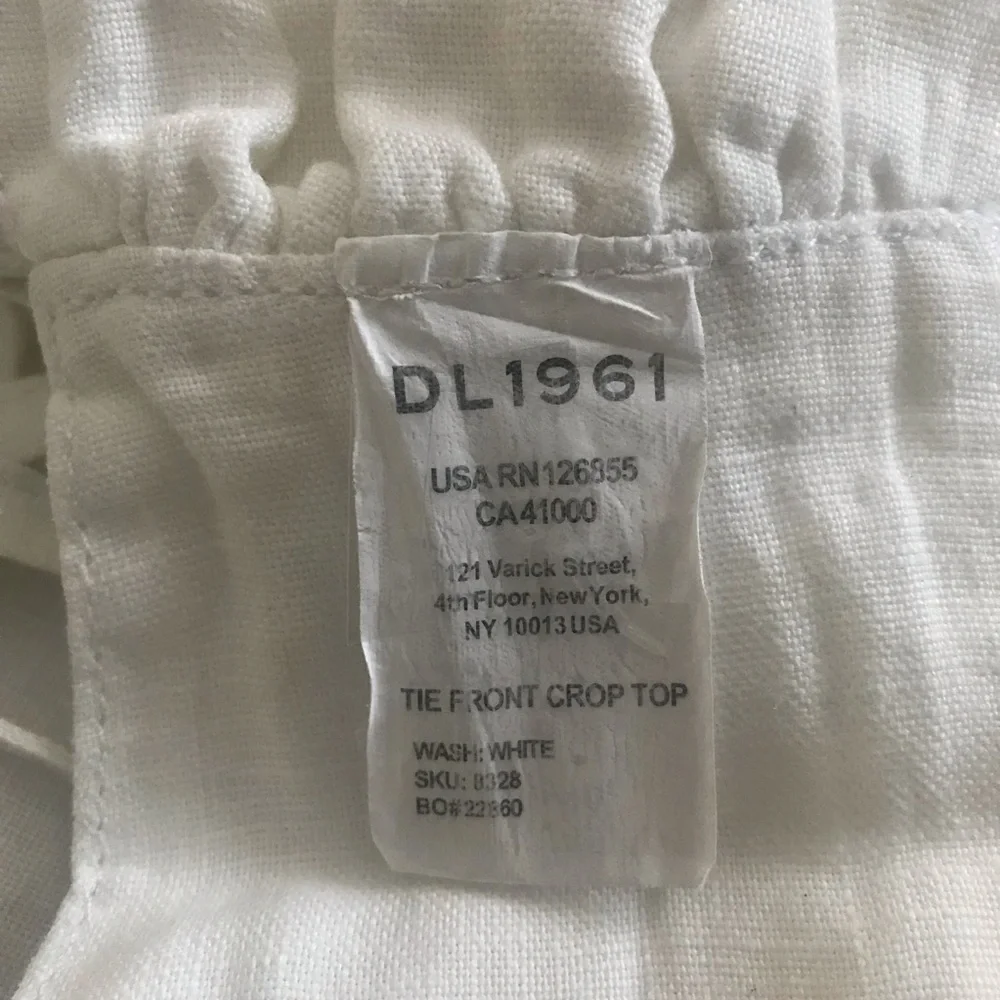 DL1961 Tie-Front Crop Top White L - Picture 5 of 6